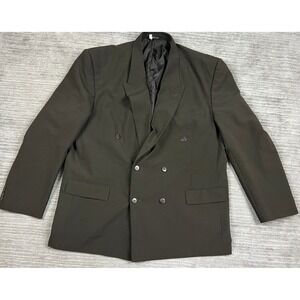 Vanderbilt Blazer Mens 50L Olive Brown Double Breasted Peak Lapel Formal Jacket